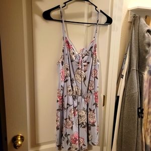 Light blue romper with pink flowers